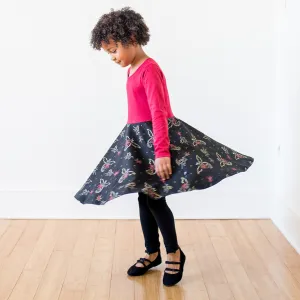 "Fire Flight" Dragons Twirly Play Dress with Pockets and Long Sleeves