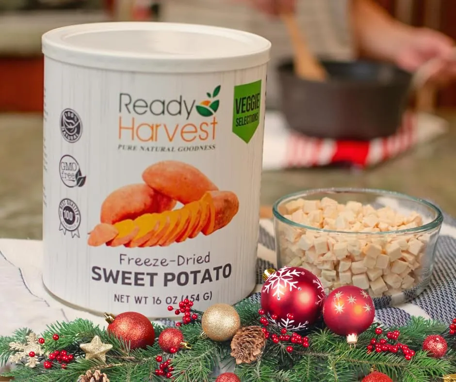 Ready Harvest Freeze-Dried Sweet Potatoes - 30 Year Shelf Life - Six #10 Cans