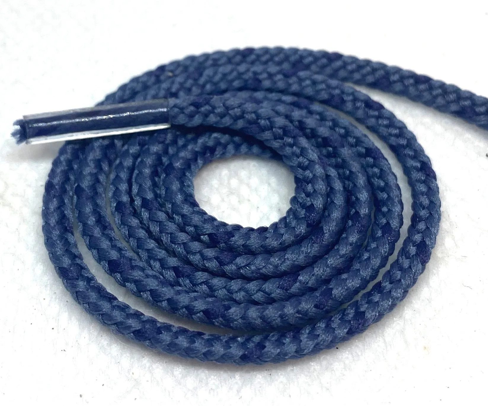 Round Dress Shoelaces -Denim Blue with Navy Blue Flecks