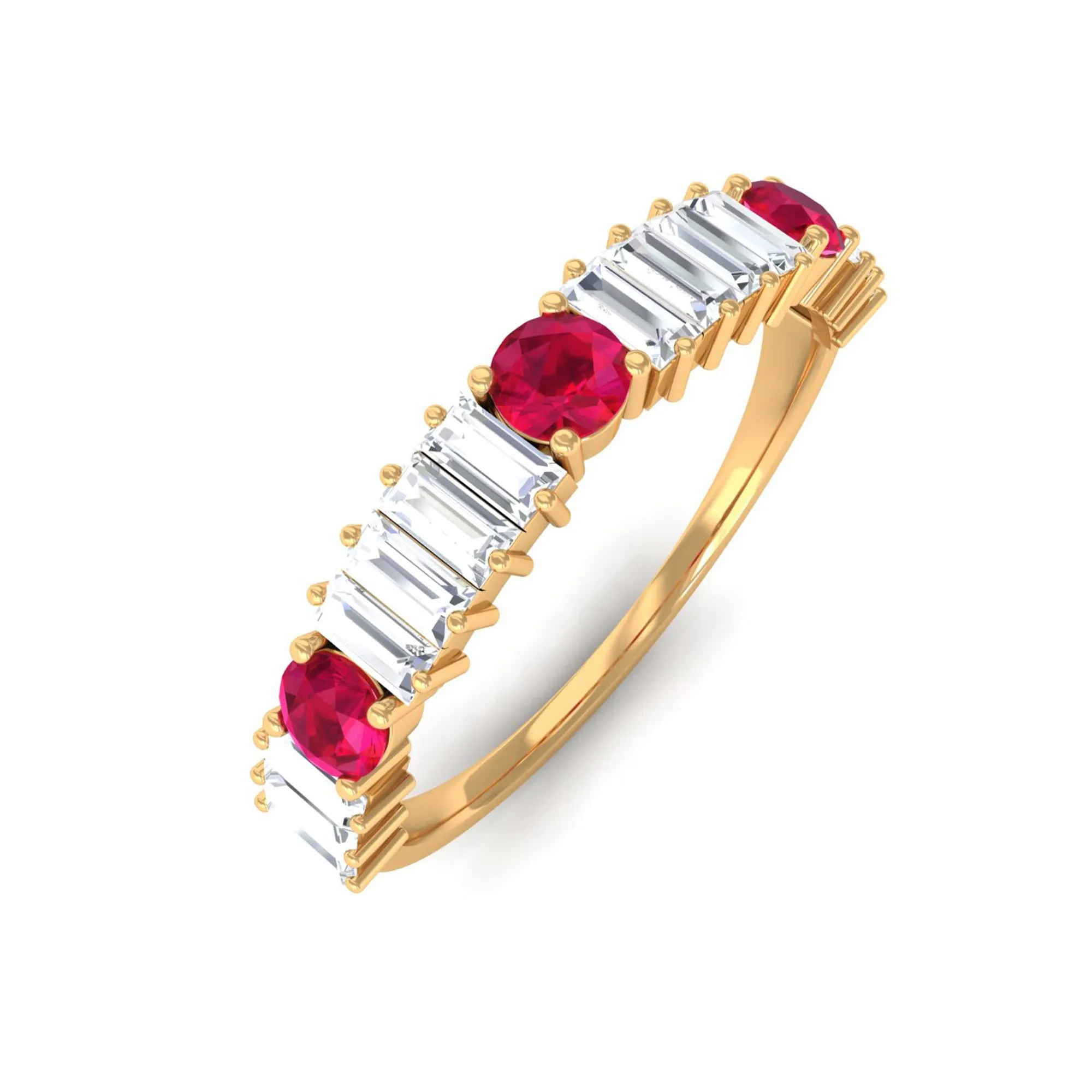 Ruby and Diamond Contemporary Half Eternity Ring