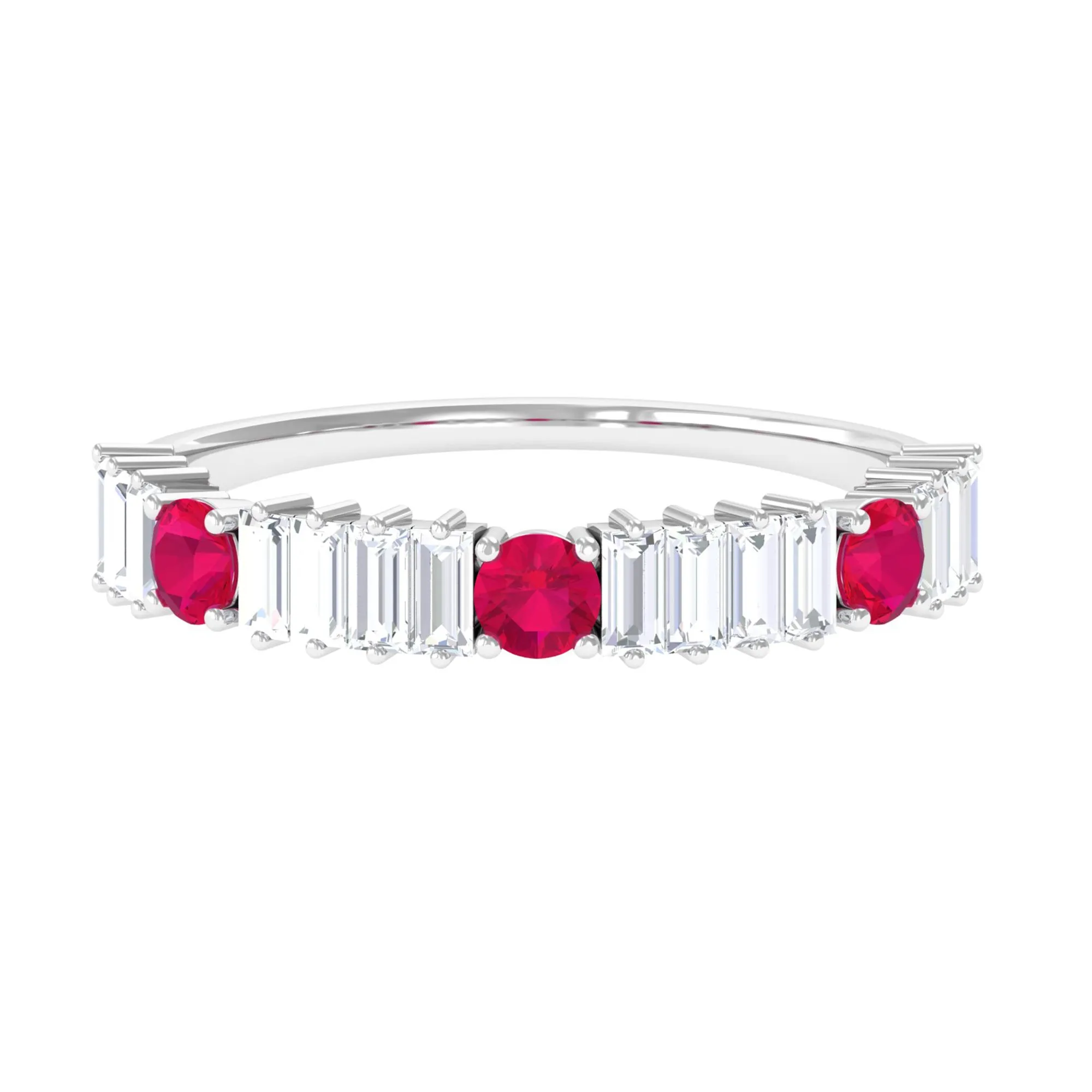 Ruby and Diamond Contemporary Half Eternity Ring