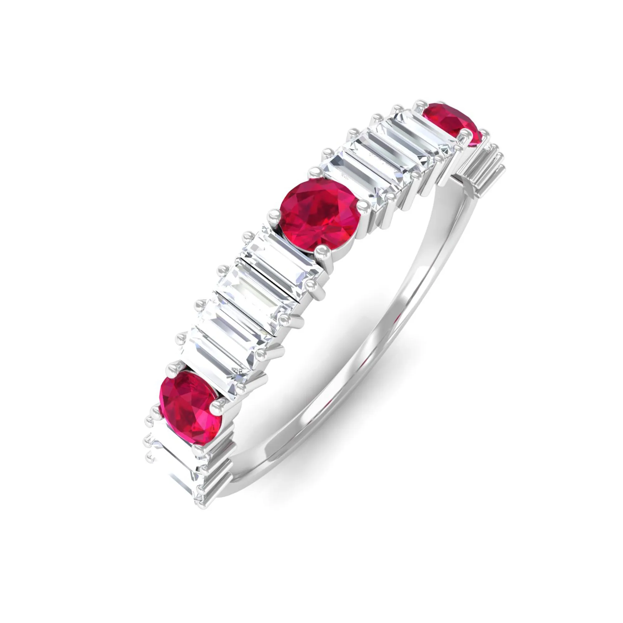 Ruby and Diamond Contemporary Half Eternity Ring