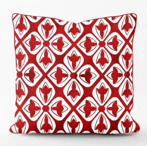 Scarlet Floral Tile Cushion  - Art Print Cushion