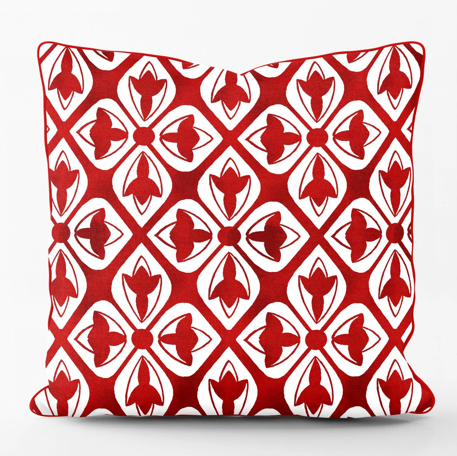 Scarlet Floral Tile Cushion  - Art Print Cushion