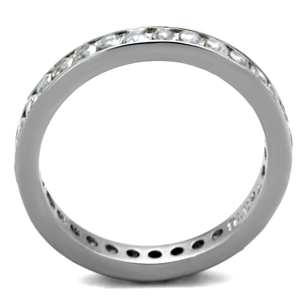 Sleek Stainless Steel Ring with Clear CZ - Modern Elegance, Sleek Fashion Ring, Sophisticated Style, Daily Wear Jewelry