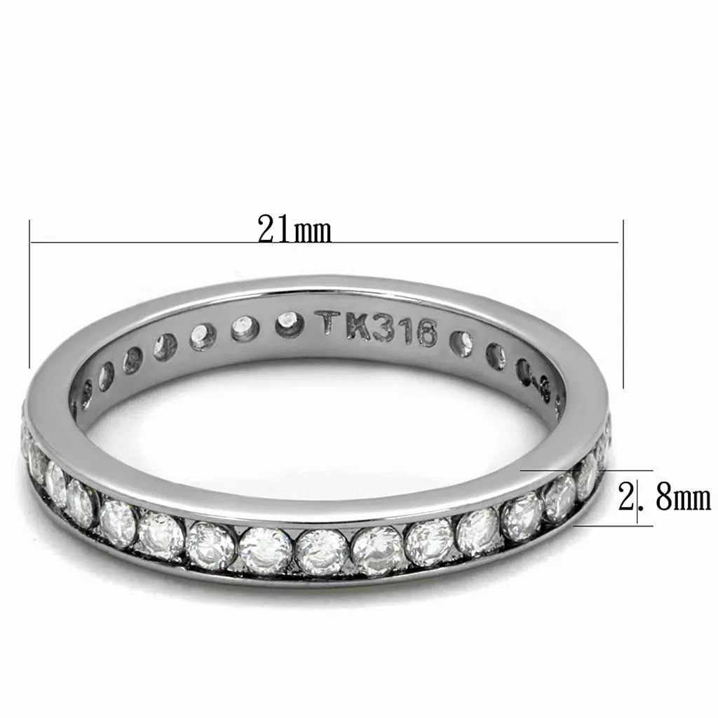 Sleek Stainless Steel Ring with Clear CZ - Modern Elegance, Sleek Fashion Ring, Sophisticated Style, Daily Wear Jewelry