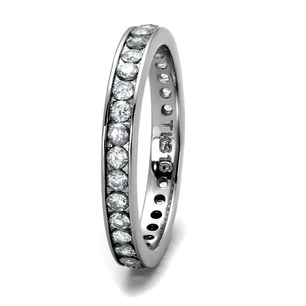 Sleek Stainless Steel Ring with Clear CZ - Modern Elegance, Sleek Fashion Ring, Sophisticated Style, Daily Wear Jewelry