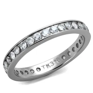 Sleek Stainless Steel Ring with Clear CZ - Modern Elegance, Sleek Fashion Ring, Sophisticated Style, Daily Wear Jewelry