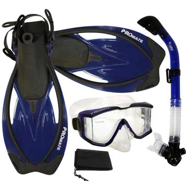 Snorkeling Scuba Dive Snorkel Purge Edgeless Mask Fins Gear Set - SCS0012