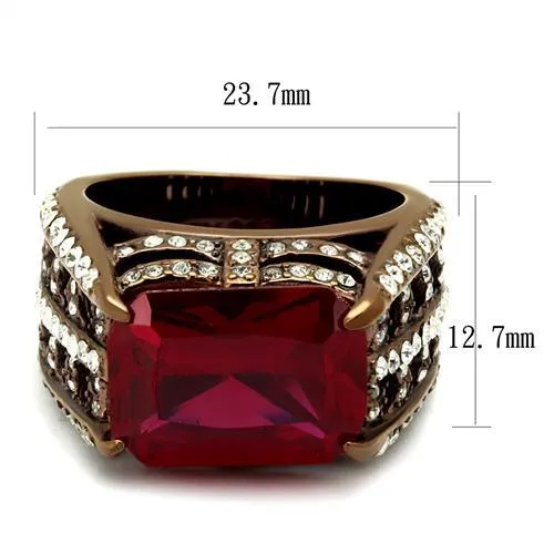 Stainless Steel Ring Synthetic Garnet TK2779 for Women Style Coffee