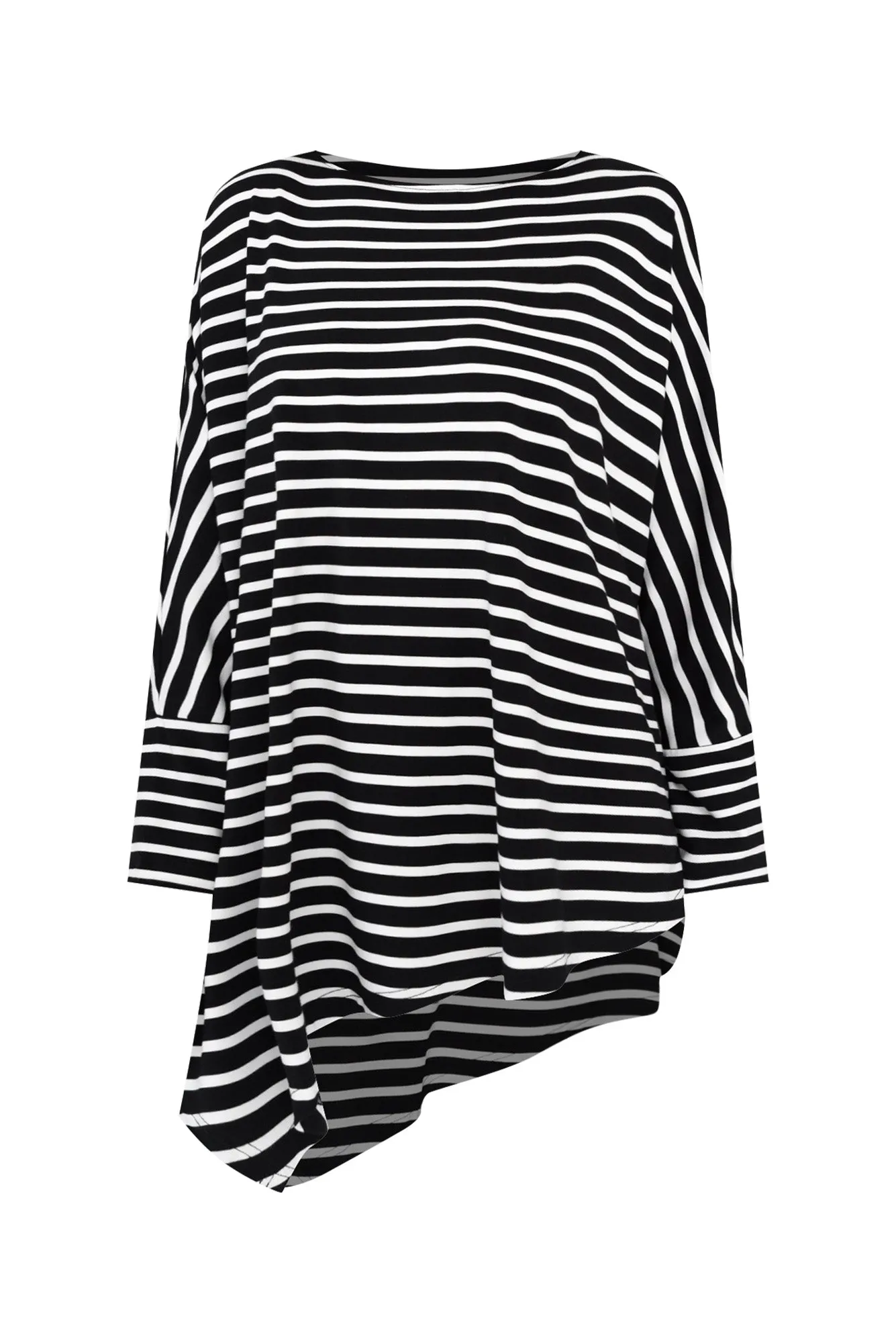 Susie Black Stripe Asymmetrical Bamboo Top