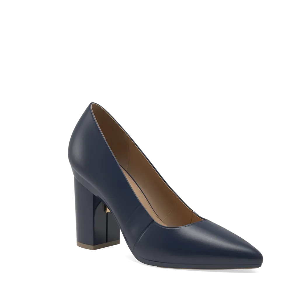 The Panel Pump - Navy Leather   Block Heel Kit 4 Navy - FINAL SALE