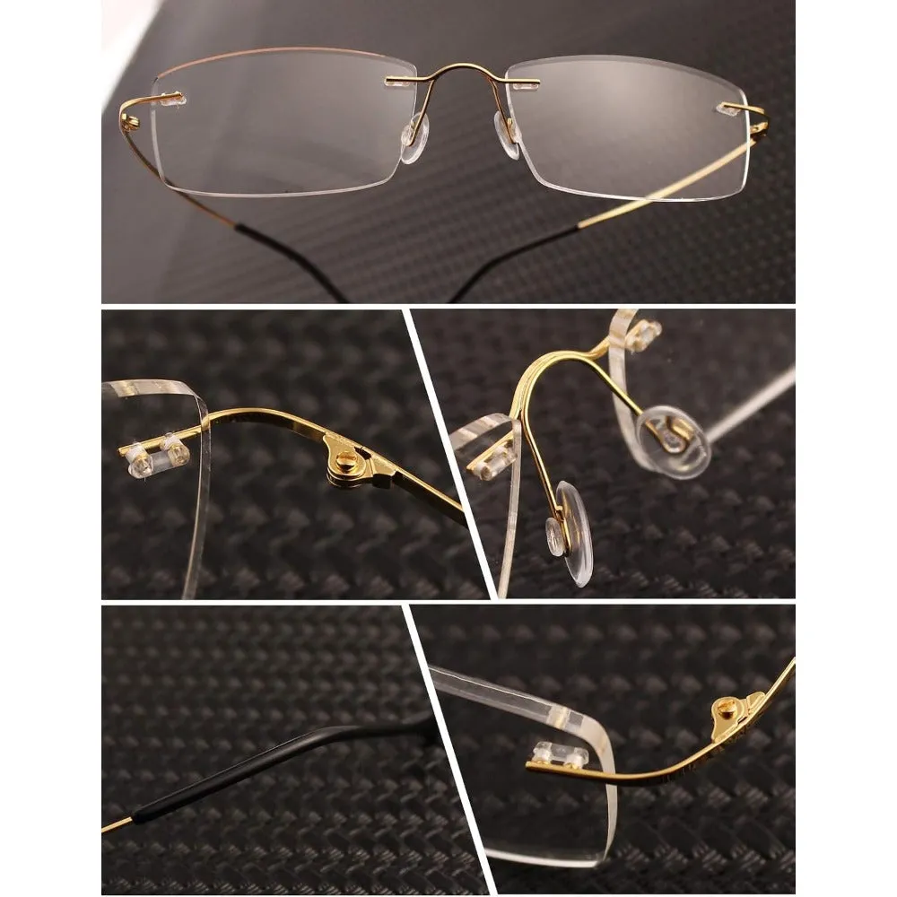 Titanium Rimless Hinged Flexible Eyeglasses A1003