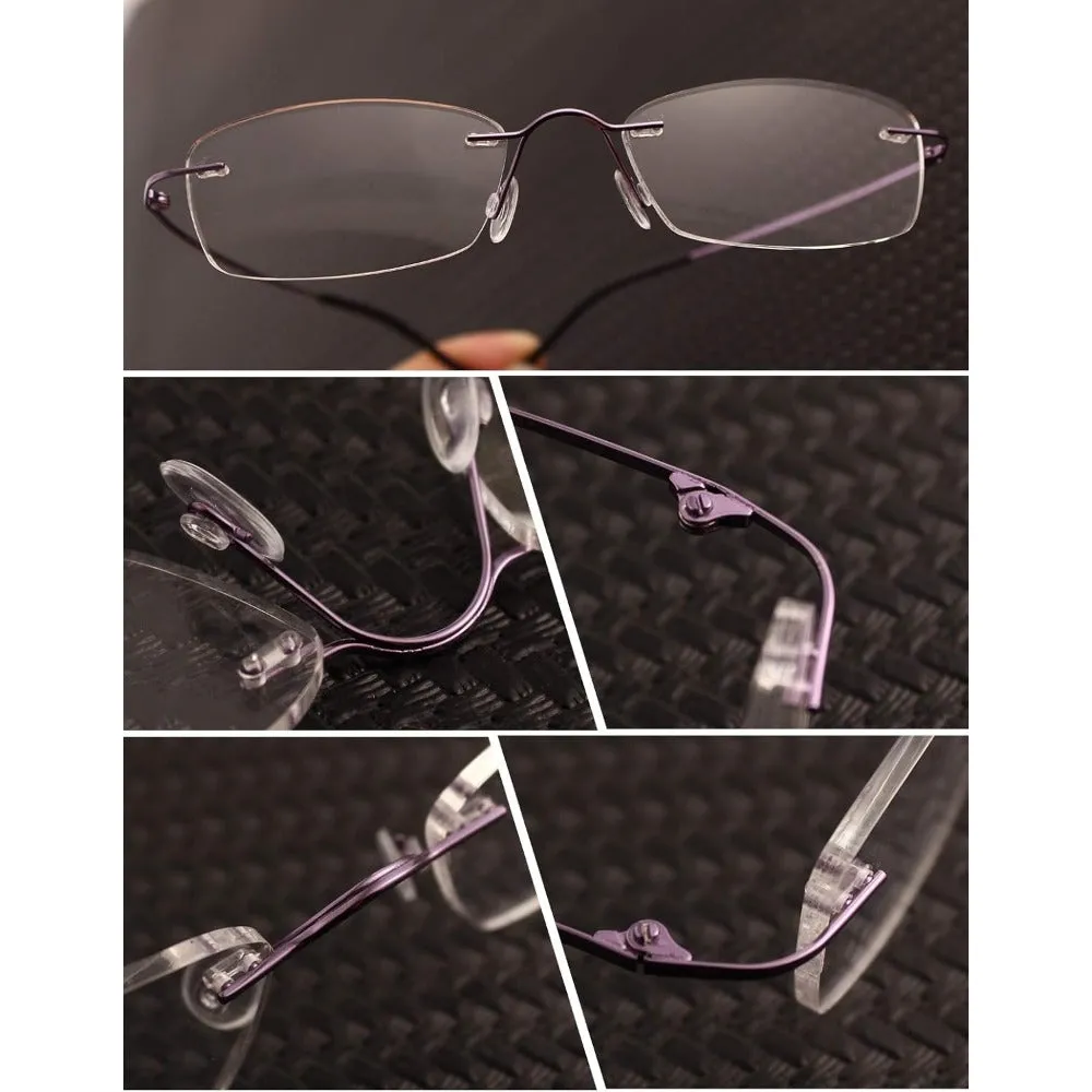 Titanium Rimless Hinged Flexible Eyeglasses A1003