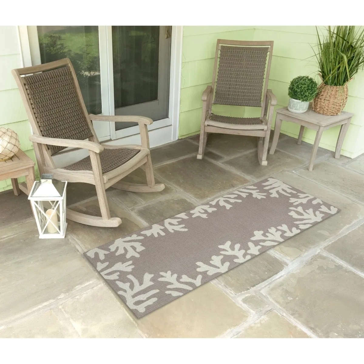 Trans-Ocean CAPRI Indoor/Outdoor Handmade Synthetic Blend Durable Area Rug  - Silver