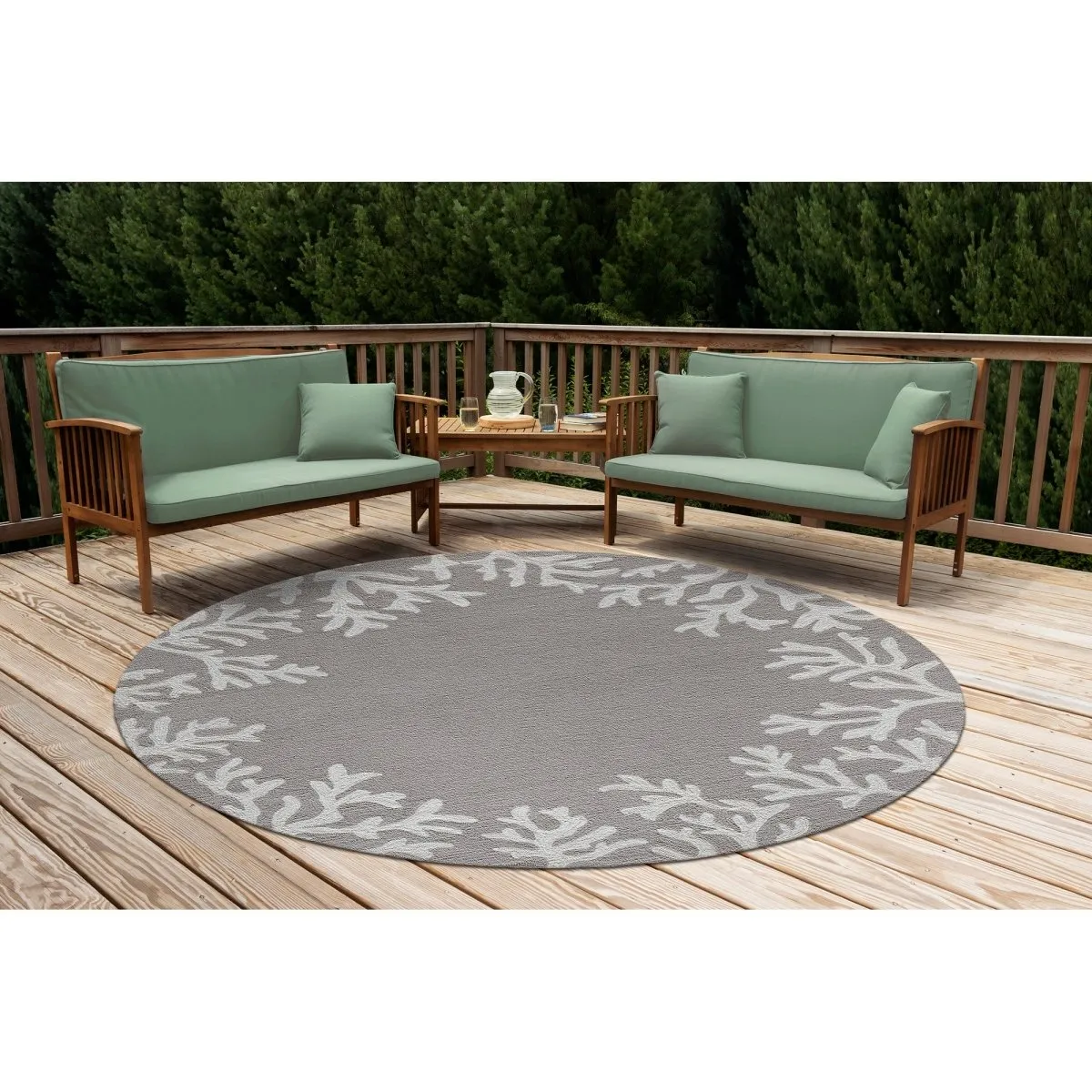 Trans-Ocean CAPRI Indoor/Outdoor Handmade Synthetic Blend Durable Area Rug  - Silver