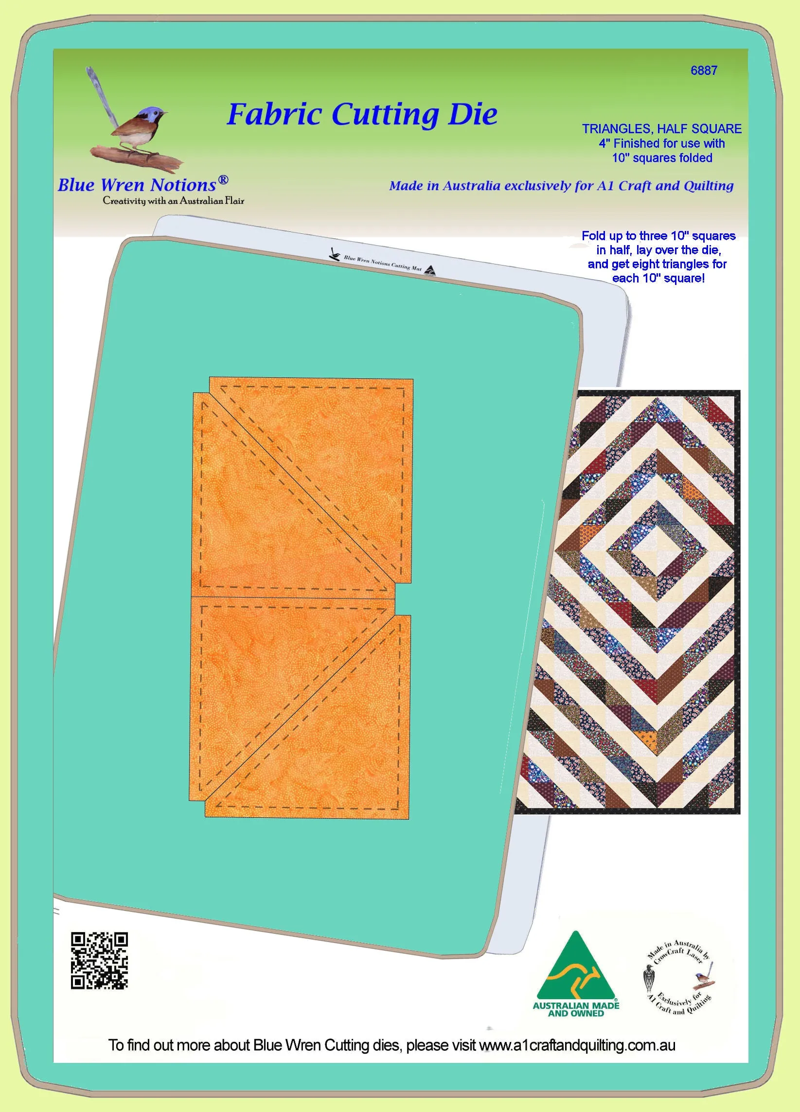 Triangle, Half Square 4½" cut, 4" finished - 6887, for 10" squares - Mat (2015) included.