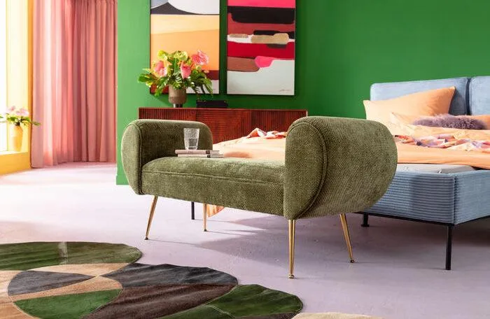 Trono Green Velvet Bench