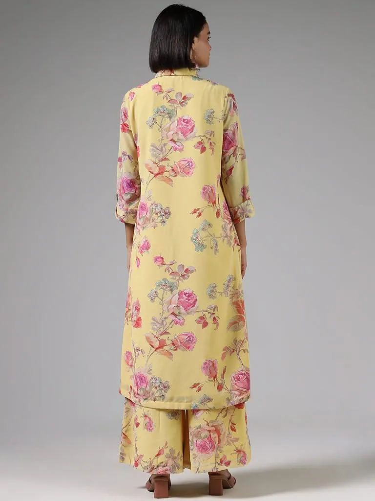 Vark Mustard Floral Printed Kurta and Palazzos