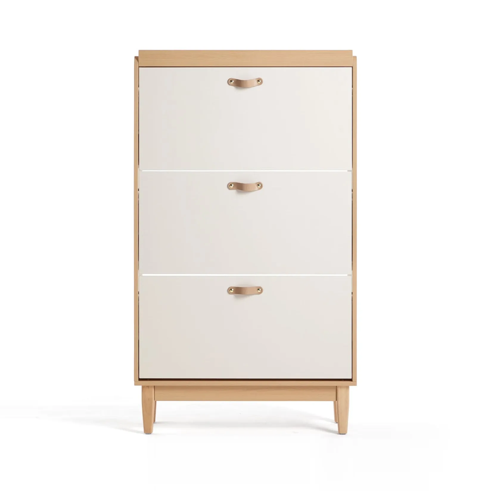 VASILY White Wooden Compact Shoe Cabinet