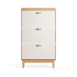 VASILY White Wooden Compact Shoe Cabinet