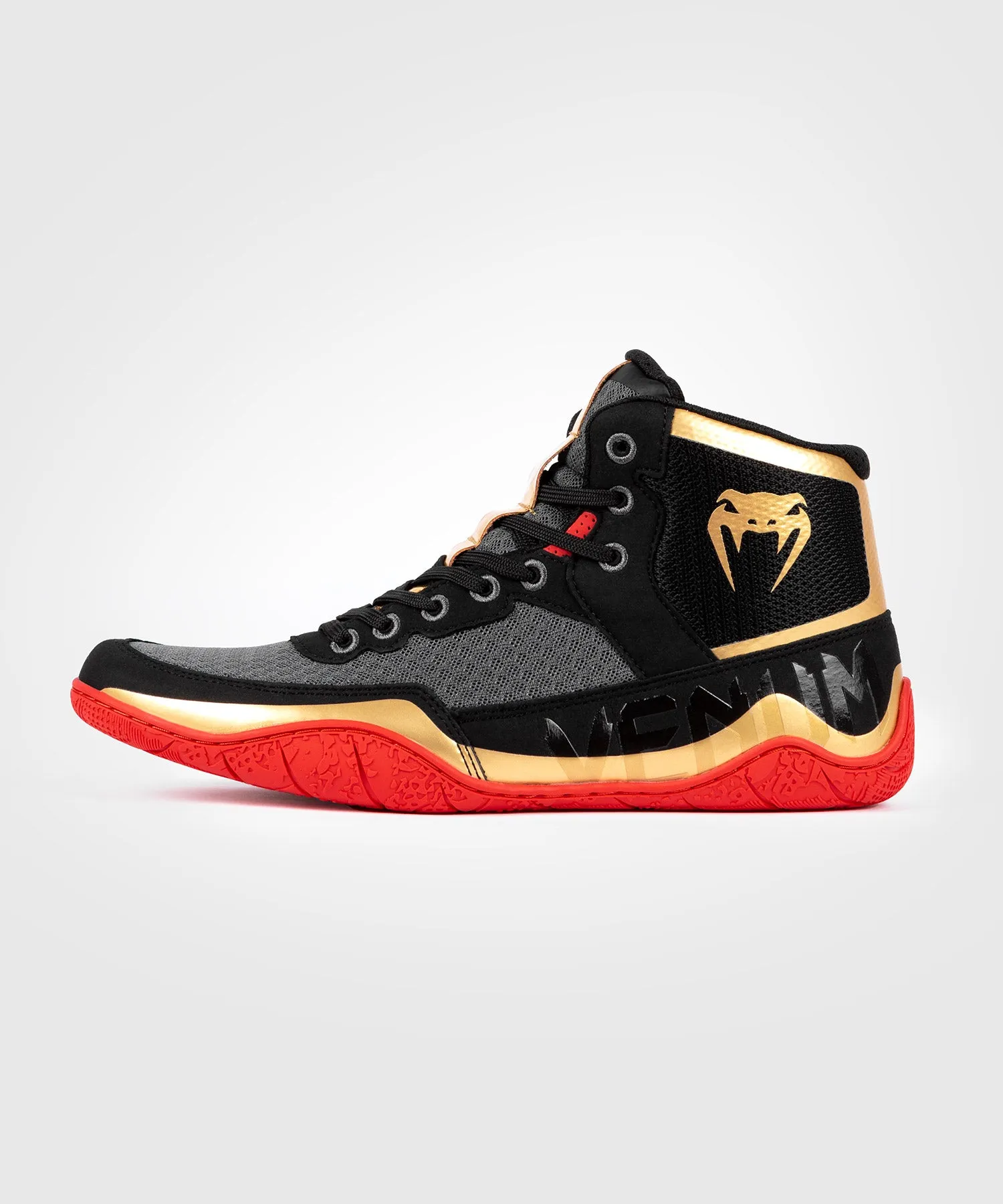 Venum Elite Wrestling Shoes - Black/Gold/Red