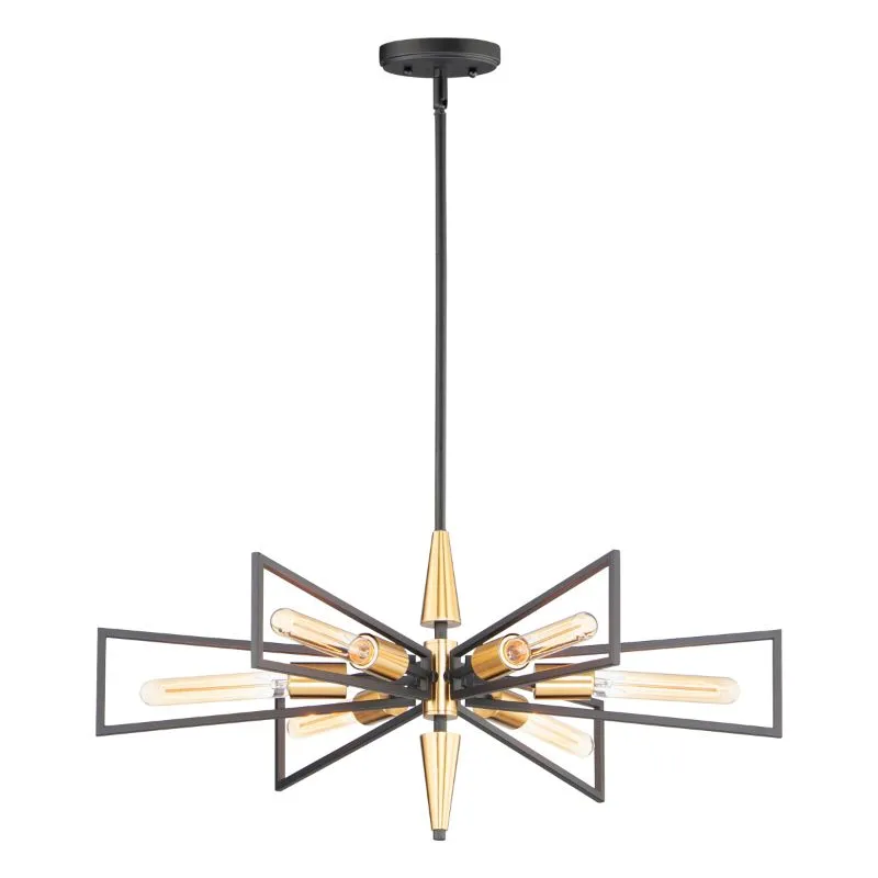 Wings 29" 6 Light Single-Tier Chandelier in Black and Satin Brass