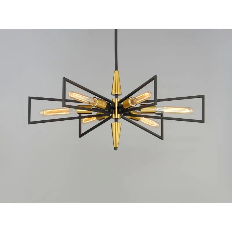 Wings 29" 6 Light Single-Tier Chandelier in Black and Satin Brass