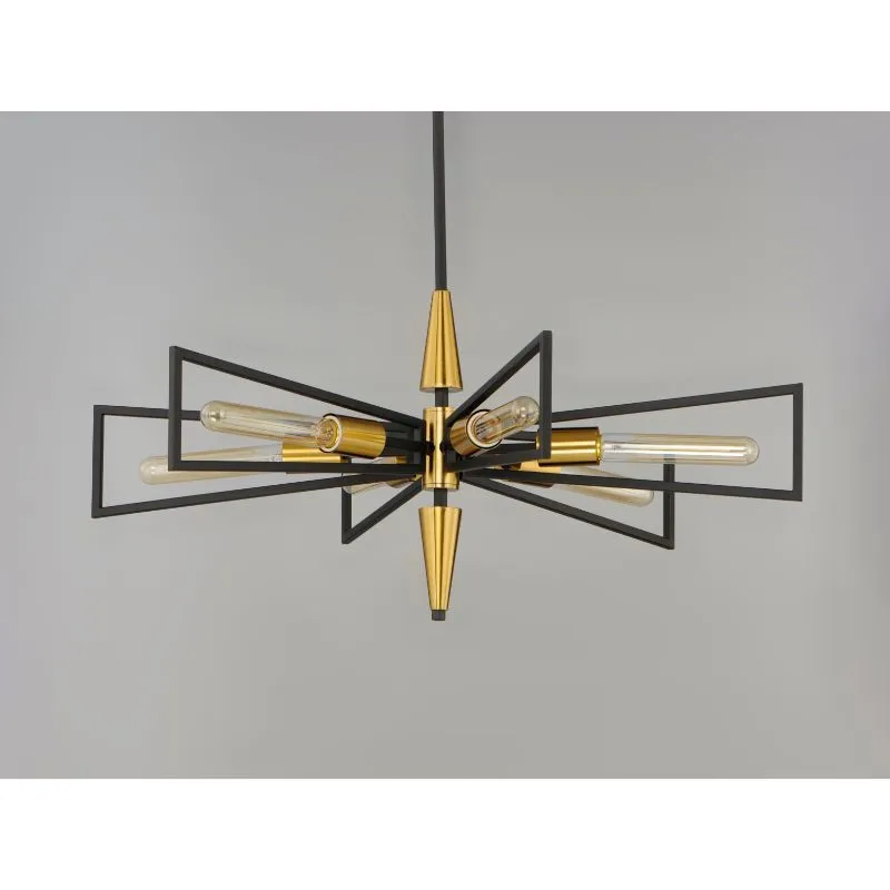 Wings 29" 6 Light Single-Tier Chandelier in Black and Satin Brass