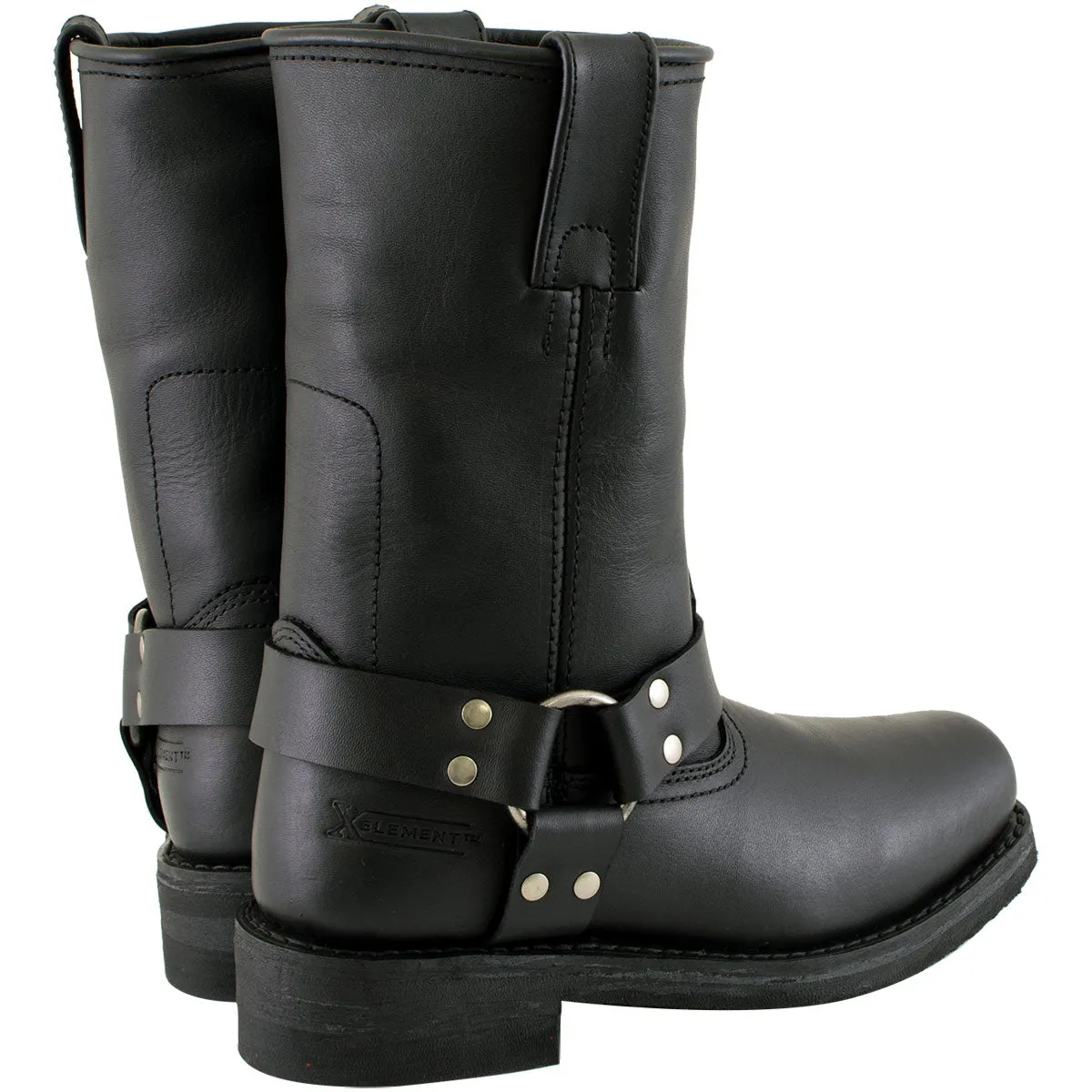 Xelement 2442 Women's Black Classic Full Grain Leather Harness Motorcycle Rider Boots